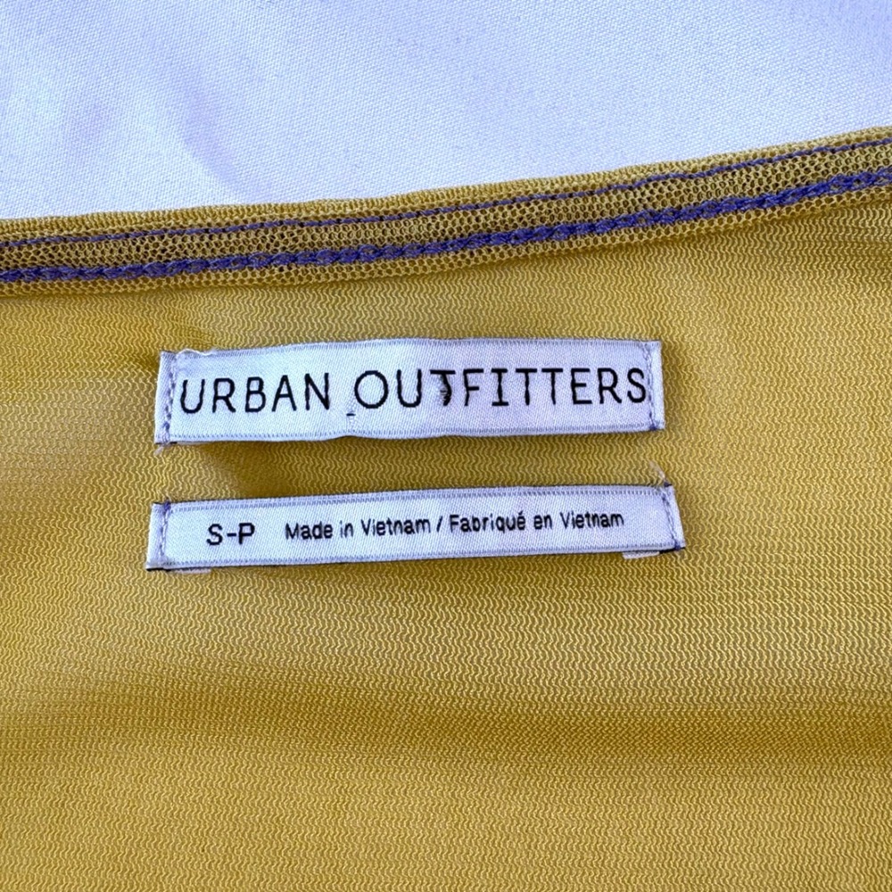 Urban Outfitters Shona Mesh Cinched Crop Top S Colorblock Tie Rave Club Festival - Picture 4 of 8